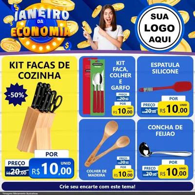 Modelo de Rede Social para Feed Facebook com o tema Janeiro da Economia para Utilidades Domésticas