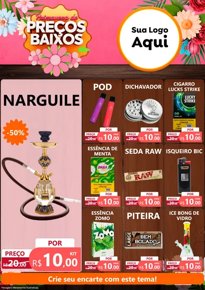 Modelo de Encarte para Encarte A4 Vertical com o tema Primavera de Preços Baixos para Tabacaria