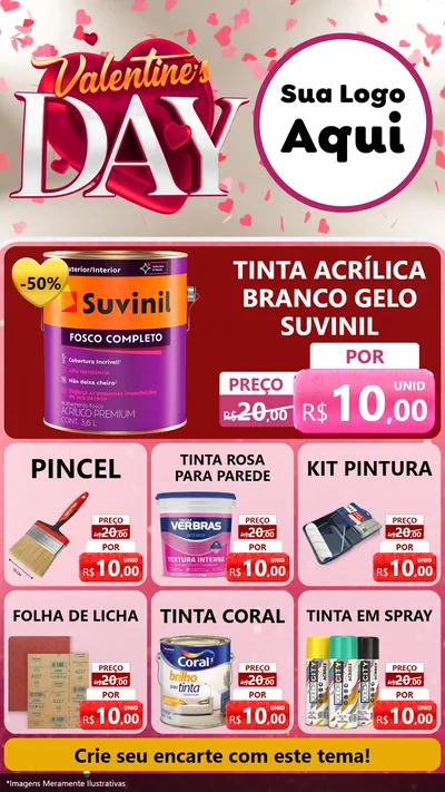 Modelo de Rede Social para Stories com o tema Valentine's Day para Tintas e Ferramentas
