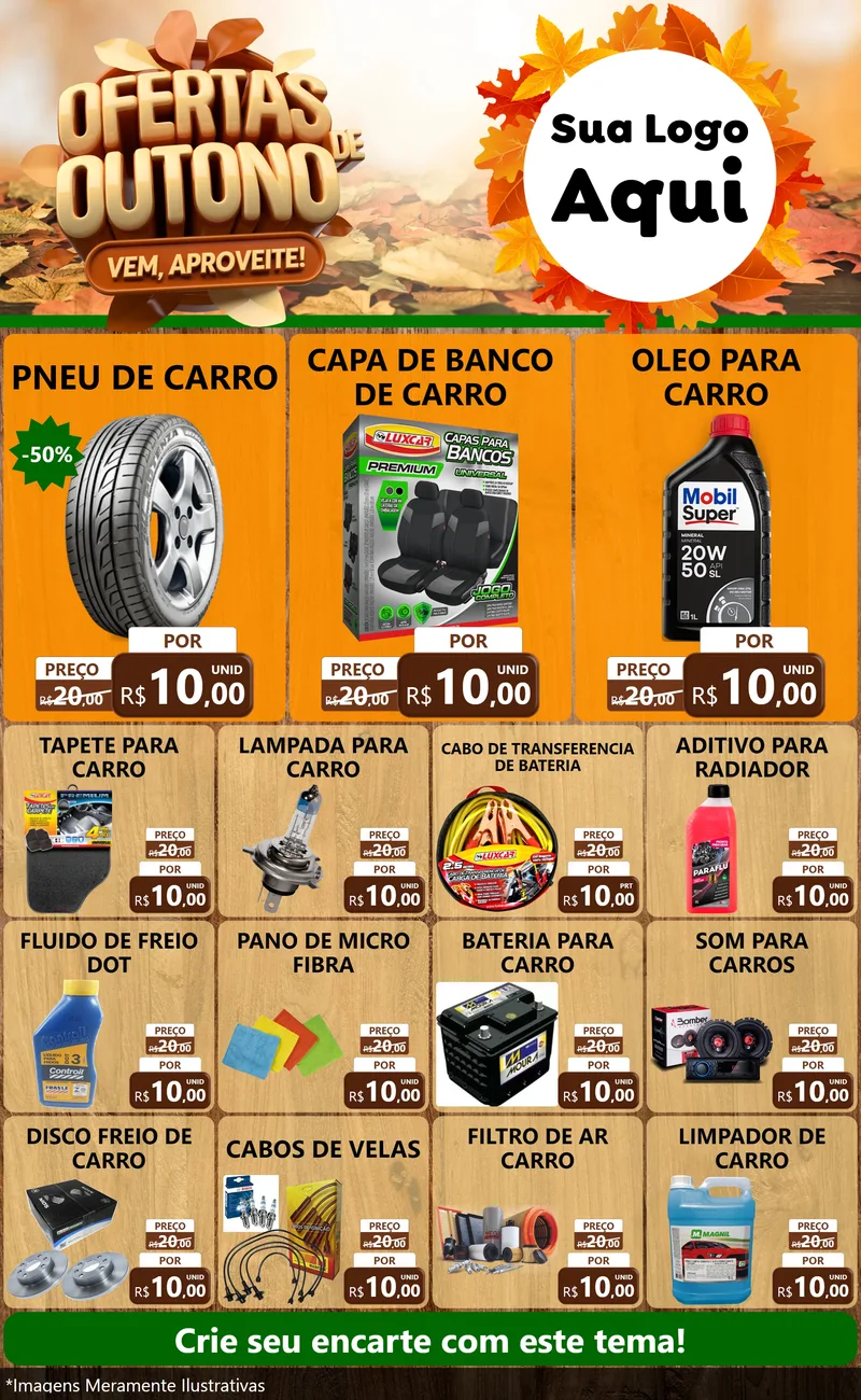 Modelo de Encarte para Encarte Grande com o tema Ofertas de Outono - Vem, Aproveite! para Auto peças
