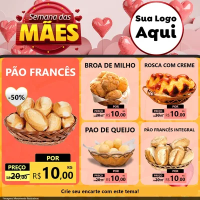 Modelo de Rede Social para Feed Facebook com o tema Semana das Mães para Padaria