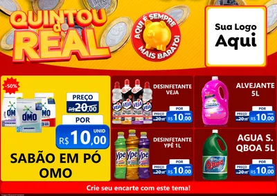 Modelo de Encarte para Encarte A4 Horizontal com o tema Quintou do Real para Produtos de Limpeza