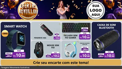 Modelo de TV para TV Horizontal com o tema Ofertas de Réveillon para Informática