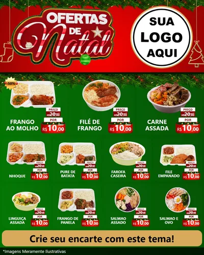 Modelo de Rede Social para Feed Instagram com o tema Ofertas de Natal para Restaurante