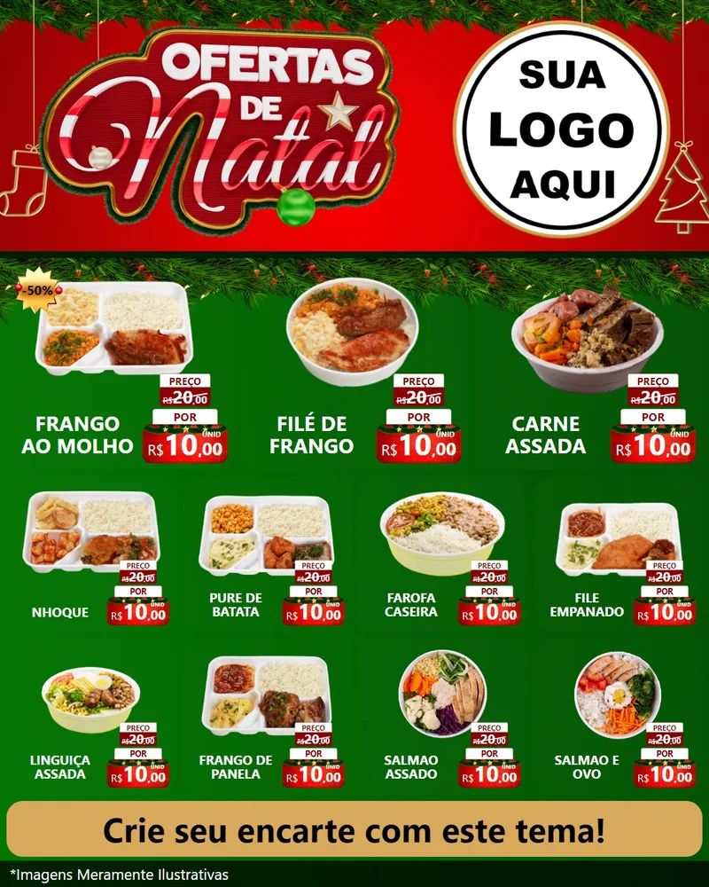 Modelo de Rede Social para Feed Instagram com o tema Ofertas de Natal para Restaurante