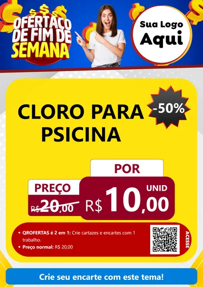 Modelo de Cartaz para Cartaz A4 Vertical com o tema Ofertaço de Fim de Semana para Produtos para Piscina