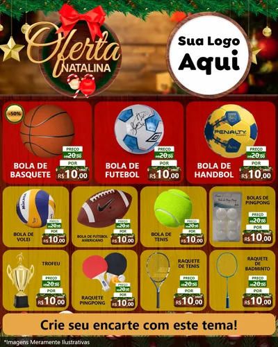 Modelo de Rede Social para Feed Instagram com o tema Ofertas Natalina para Artigos Esportivos