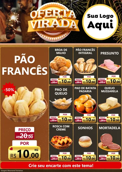 Modelo de Encarte para Encarte A4 Vertical com o tema Oferta da Virada para Padaria