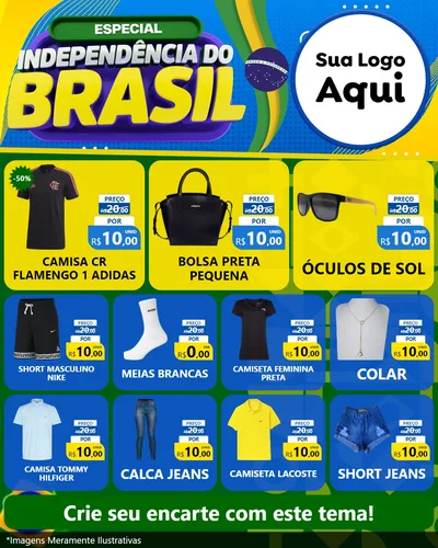 Modelo de Rede Social para Feed Instagram com o tema Especial Independência do Brasil para Roupas e acessórios