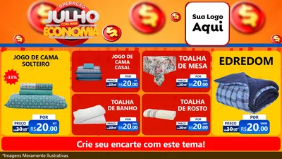 Modelo de TV para TV Horizontal com o tema Operação Julho Com Mais Economia para Cama, Mesa e Banho