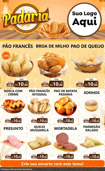 Modelo de Encarte para Encarte Grande com o tema Padaria para Padaria