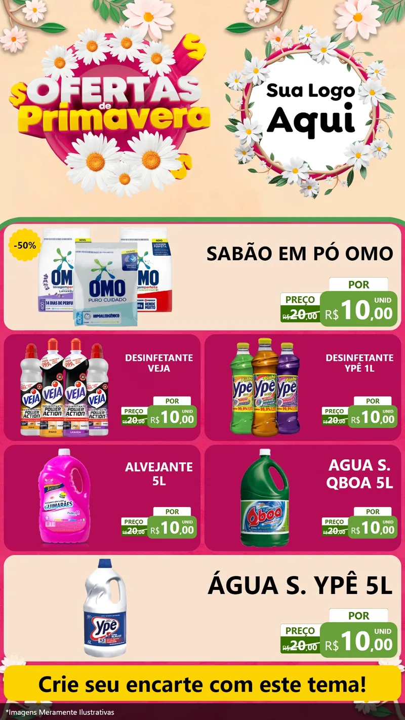 Modelo de TV para TV Vertical com o tema Ofertas de Primavera para Produtos de Limpeza