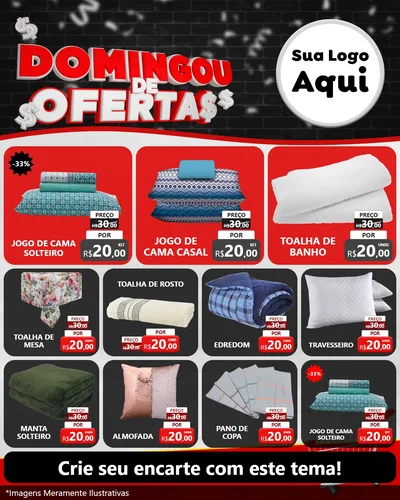 Modelo de Rede Social para Feed Instagram com o tema Domingou de Ofertas para Cama, Mesa e Banho