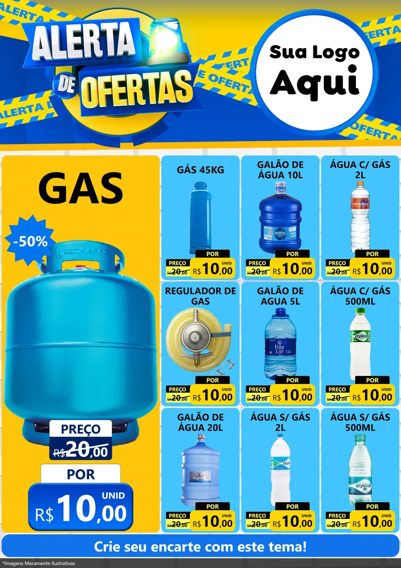 Modelo de Encarte para Encarte A4 Vertical com o tema Alerta de Ofertas para Água e gás