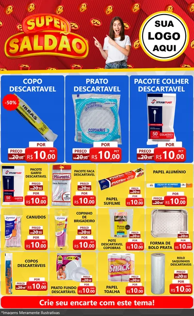 Modelo de Encarte para Encarte Grande com o tema Super Saldão para Embalagens