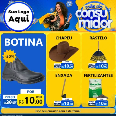 Modelo de Rede Social para Feed Facebook com o tema Mês do Consumidor para Agropecuária