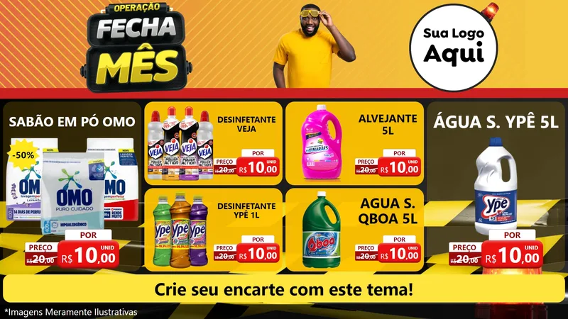 Modelo de TV para TV Horizontal com o tema Operação Fecha Mês para Produtos de Limpeza