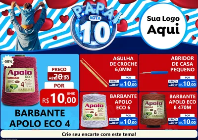Modelo de Encarte para Encarte A4 Horizontal com o tema Papai Nota 10 para Armarinho e Aviamentos