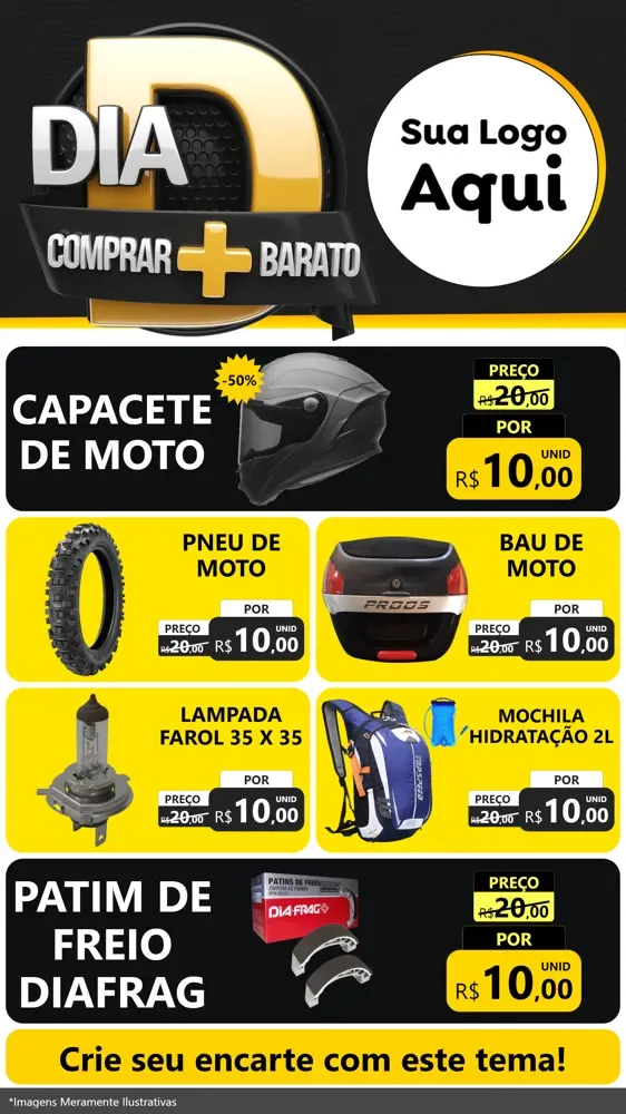 Modelo de TV para TV Vertical com o tema Dia D Mais Economia para Moto peças