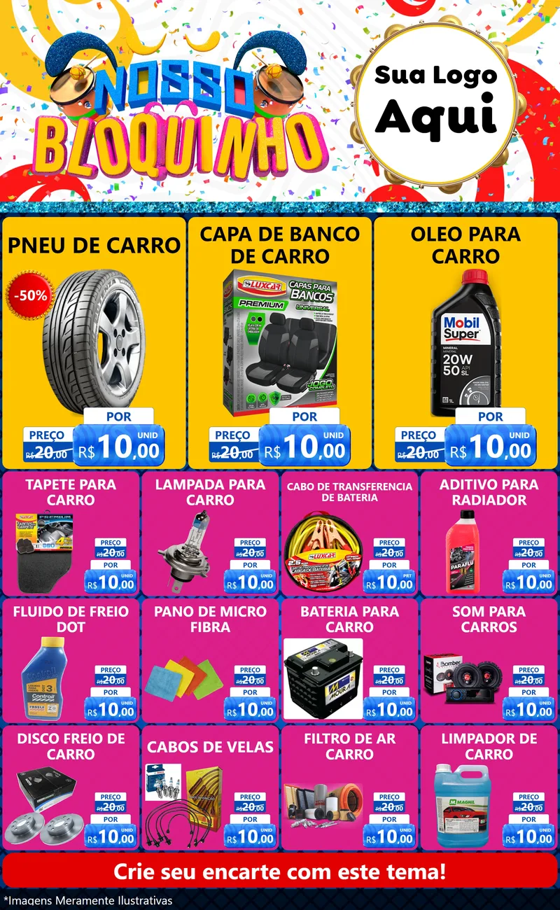 Modelo de Encarte para Encarte Grande com o tema Nosso Bloquinho para Auto peças