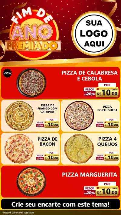Modelo de TV para TV Vertical com o tema Fim de Ano Premiado para Pizzaria