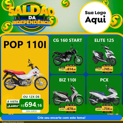 Modelo de Rede Social para Feed Facebook com o tema Saldão da Indepêndencia para Concessionaria de Motos