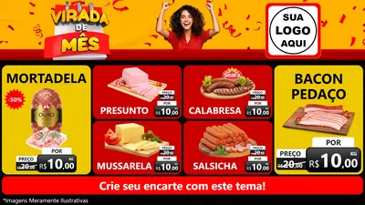 Modelo de TV para TV Horizontal com o tema Virada de Mês para Frios e Laticínios
