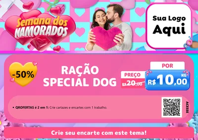 Modelo de Cartaz para Cartaz A4 Horizontal com o tema Semana dos Namorados para Pet Shop