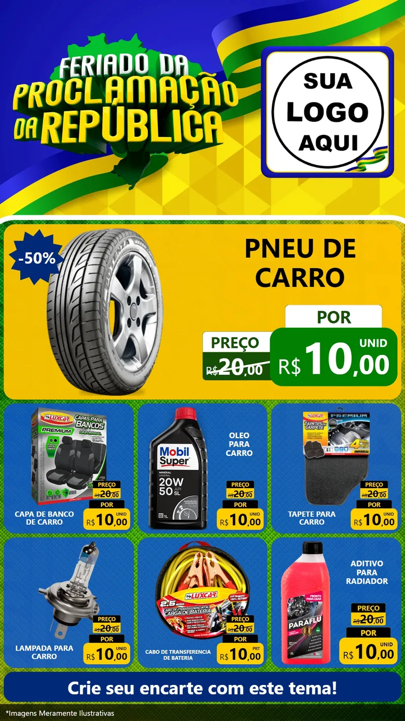 Modelo de Rede Social para Stories com o tema Feriado da Proclamação da República para Auto peças
