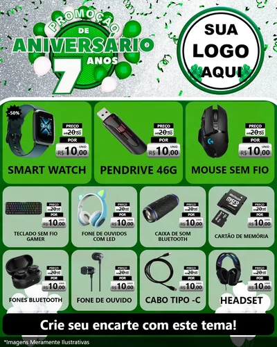Modelo de Rede Social para Feed Instagram com o tema Promoção de Aniversário - 7 Anos para Informática
