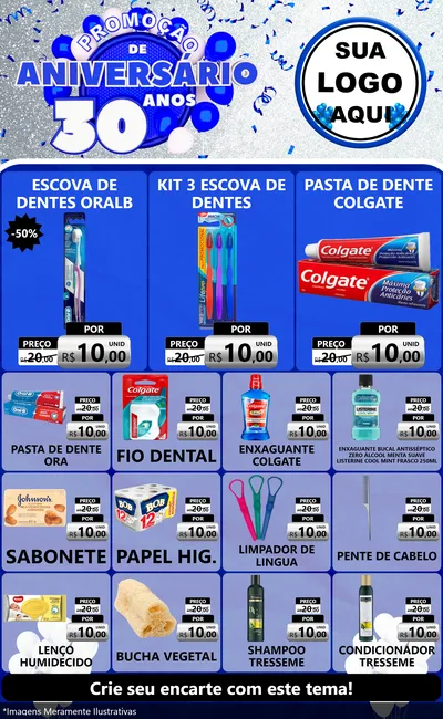 Modelo de Encarte para Encarte Grande com o tema Promoção de Aniversário - 30 Anos para Higiene Pessoal
