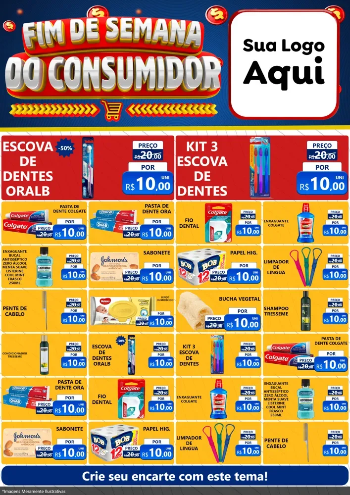 Modelo de Encarte para Encarte A4 Vertical com o tema Fim de Semana do Consumidor para Higiene Pessoal