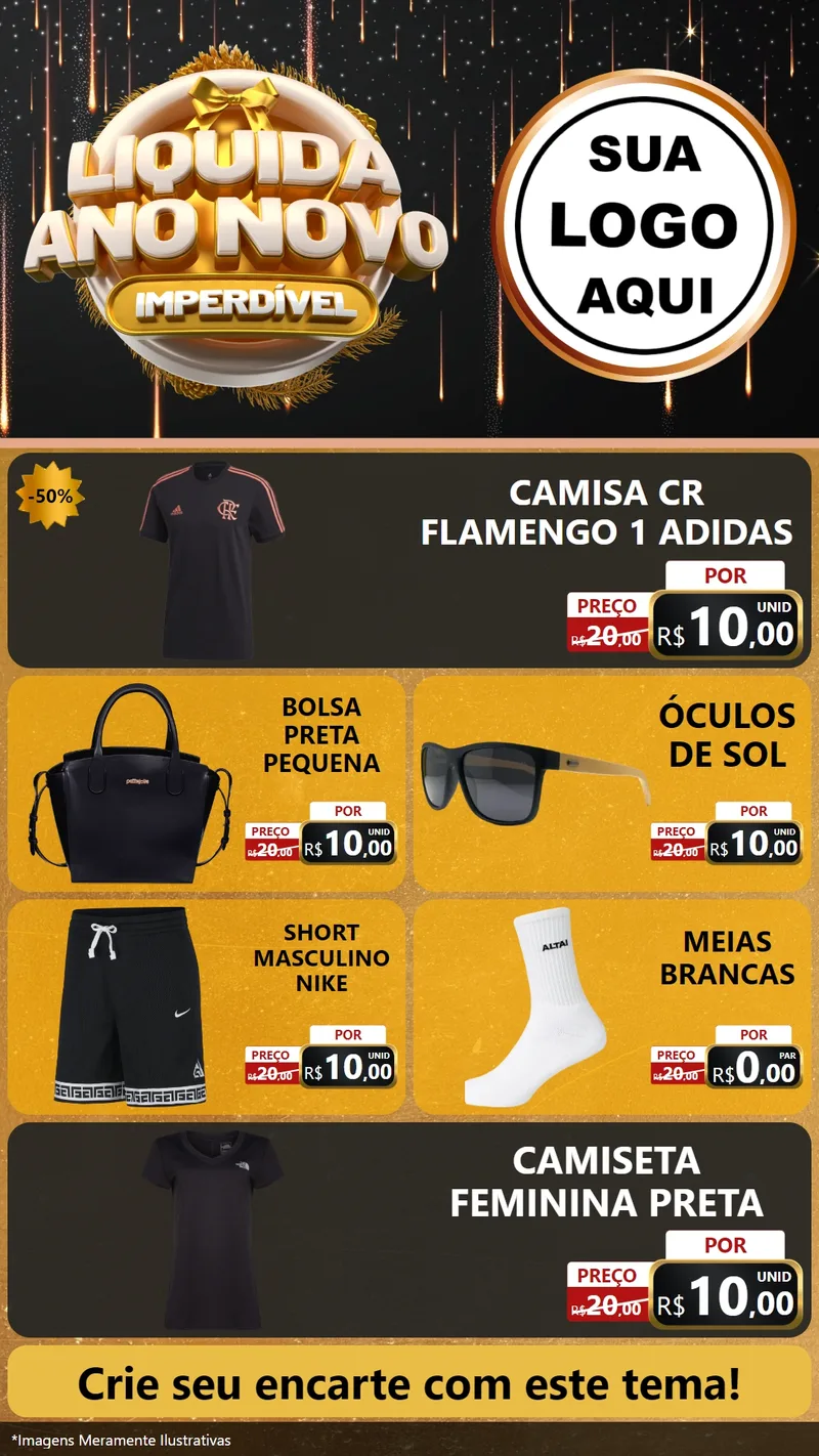 Modelo de TV para TV Vertical com o tema Liquida Ano Novo Imperdível para Roupas e acessórios