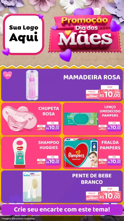 Modelo de TV para TV Vertical com o tema Promoção Dia das Mães para Bebês