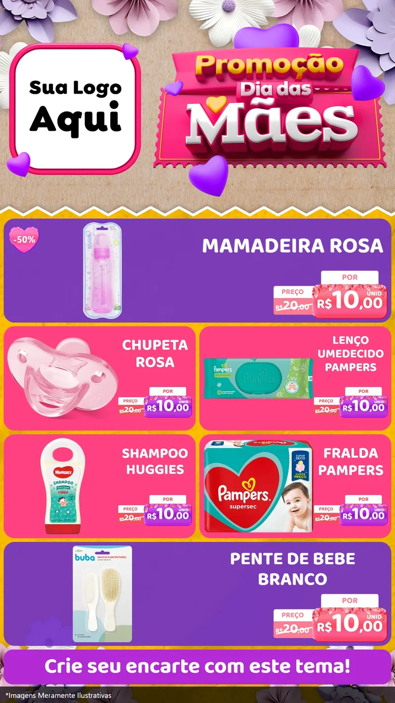 Modelo de TV para TV Vertical com o tema Promoção Dia das Mães para Bebês
