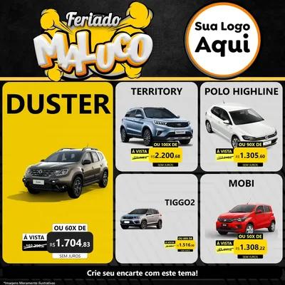 Modelo de Rede Social para Feed Facebook com o tema Feriado Maluco para Concessionaria de Carros