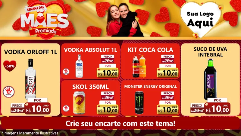 Modelo de TV para TV Horizontal com o tema Semana das Mães Premiada para Distribuidora de bebidas