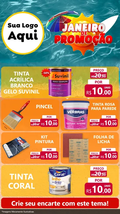 Modelo de TV para TV Vertical com o tema Janeiro de Promoção para Tintas e Ferramentas