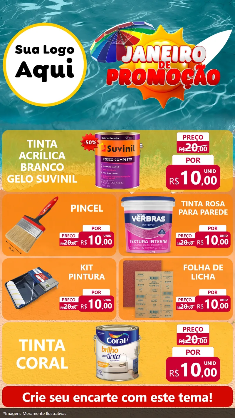 Modelo de TV para TV Vertical com o tema Janeiro de Promoção para Tintas e Ferramentas