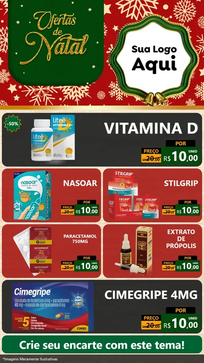 Modelo de TV para TV Vertical com o tema Natal de Ofertas para Farmácia