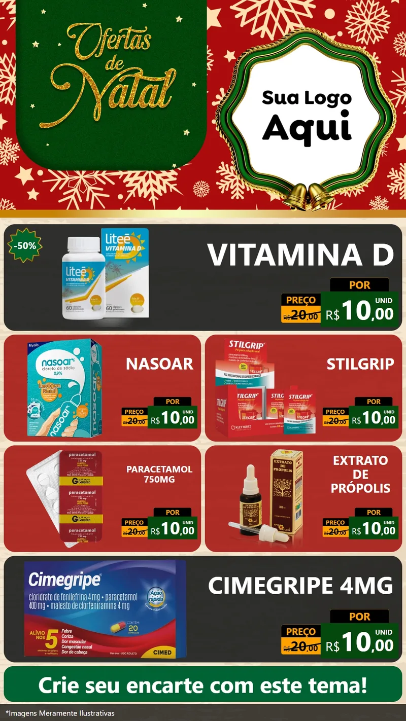 Modelo de TV para TV Vertical com o tema Natal de Ofertas para Farmácia