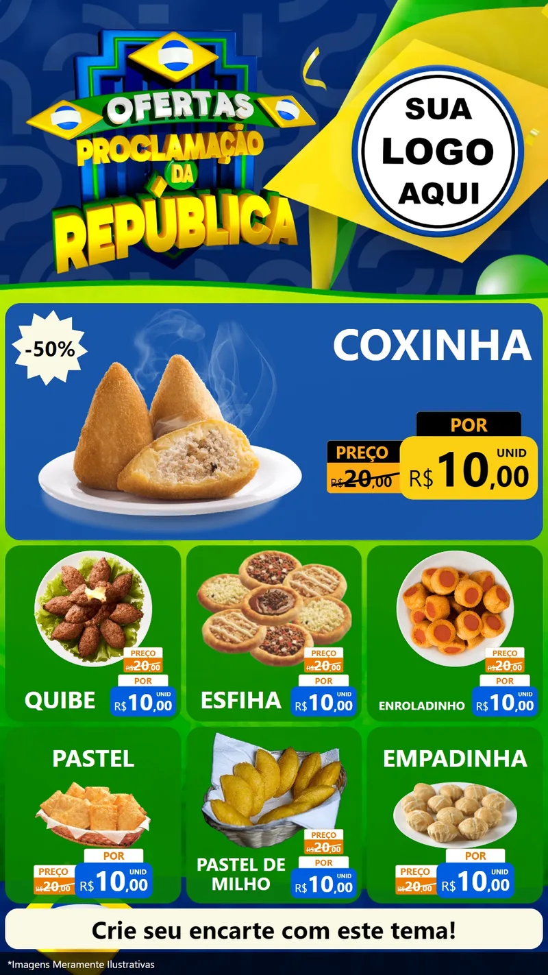 Modelo de Rede Social para Stories com o tema Ofertas Proclamação da República para Salgadaria