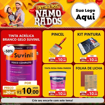 Modelo de Rede Social para Feed Facebook com o tema Arraiá dos Namorados para Tintas e Ferramentas