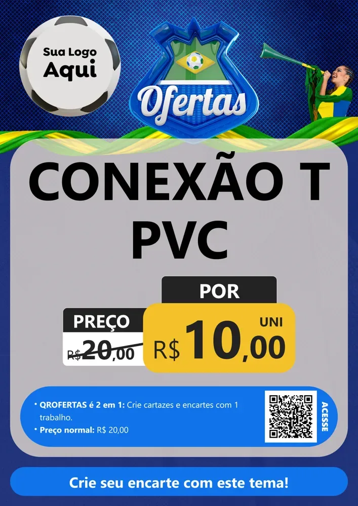 Modelo de Cartaz para Cartaz A4 Vertical com o tema Ofertas (Futebol) para Tubos e conexões