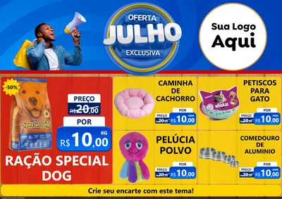 Modelo de Encarte para Encarte A4 Horizontal com o tema Oferta Exclusiva, Julho para Pet Shop