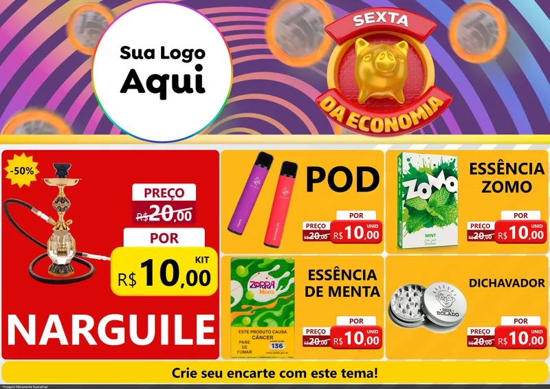Modelo de Encarte para Encarte A4 Horizontal com o tema Sexta da Economia para Tabacaria