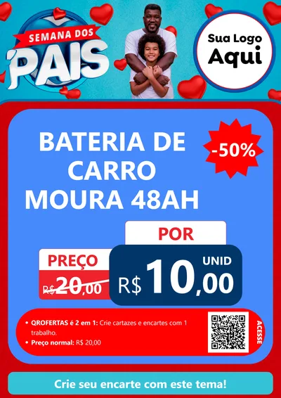 Modelo de Cartaz para Cartaz A4 Vertical com o tema Semana Dos Pais para Baterias Elétricas