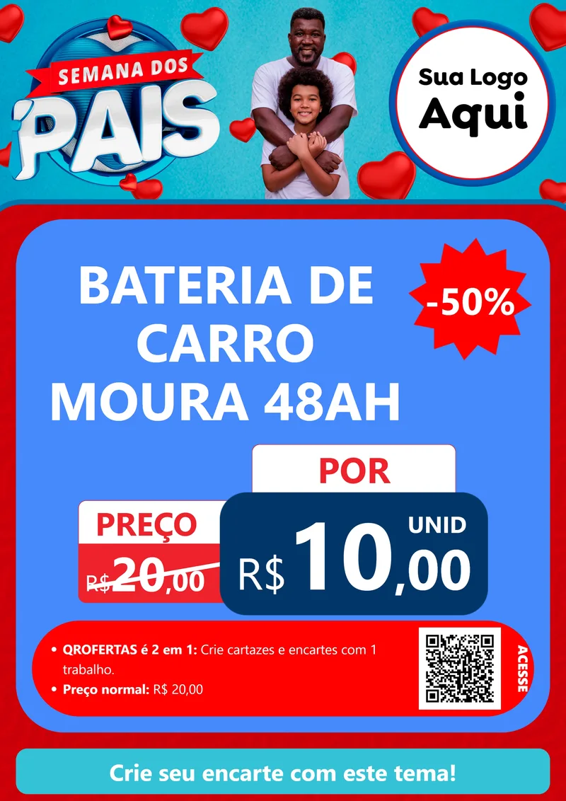 Modelo de Cartaz para Cartaz A4 Vertical com o tema Semana Dos Pais para Baterias Elétricas
