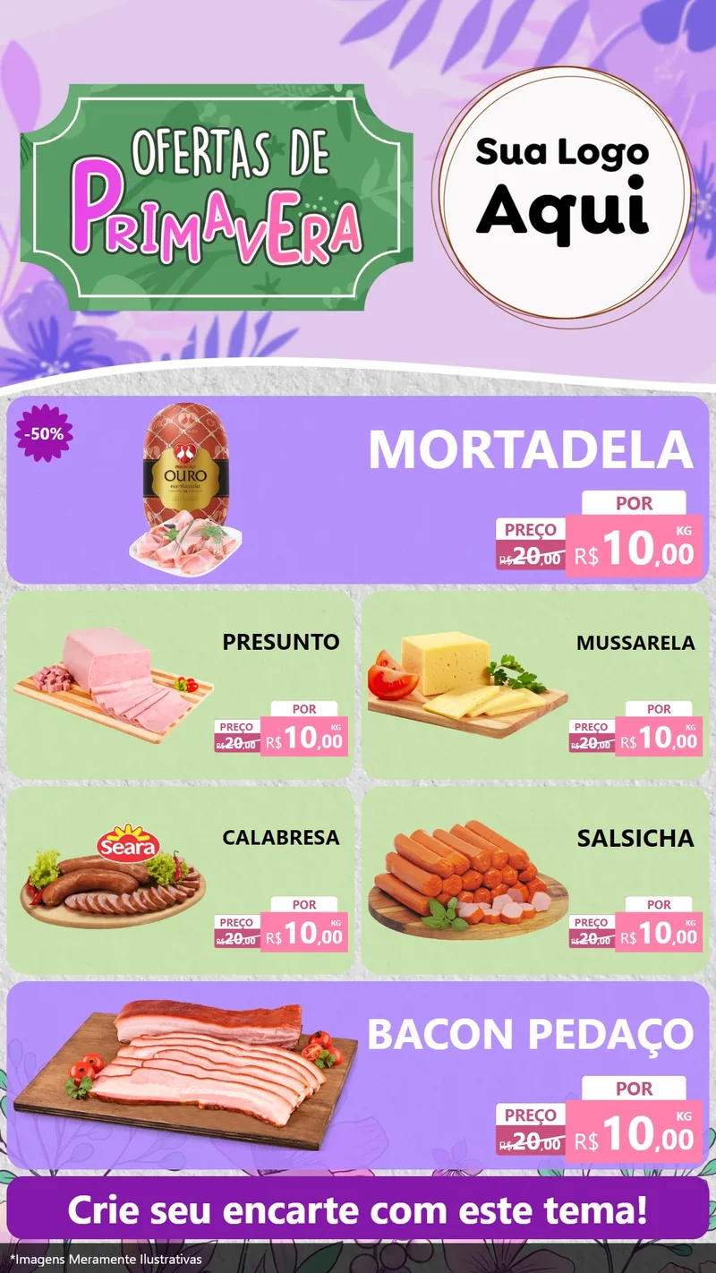 Modelo de TV para TV Vertical com o tema Ofertas de Primavera para Frios e Laticínios