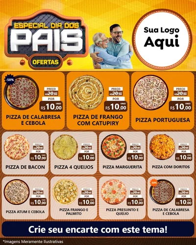 Modelo de Rede Social para Feed Instagram com o tema Especial Dia dos Pais para Pizzaria